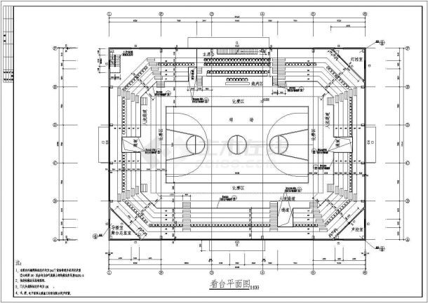 安徽省合肥市某某省级体育馆CAD整套建筑施工图纸-图二
