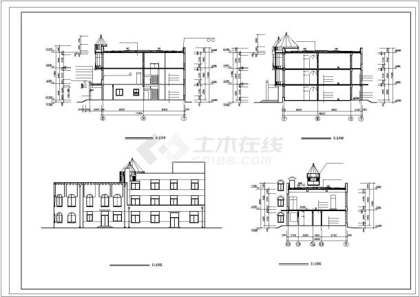 某地幼儿园全套建筑施工CAD图（含二层平面图，楼梯大样图）-图一
