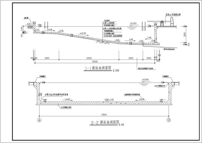 江西省南昌市市体育馆游泳池建筑设计CAD施工图纸_图1