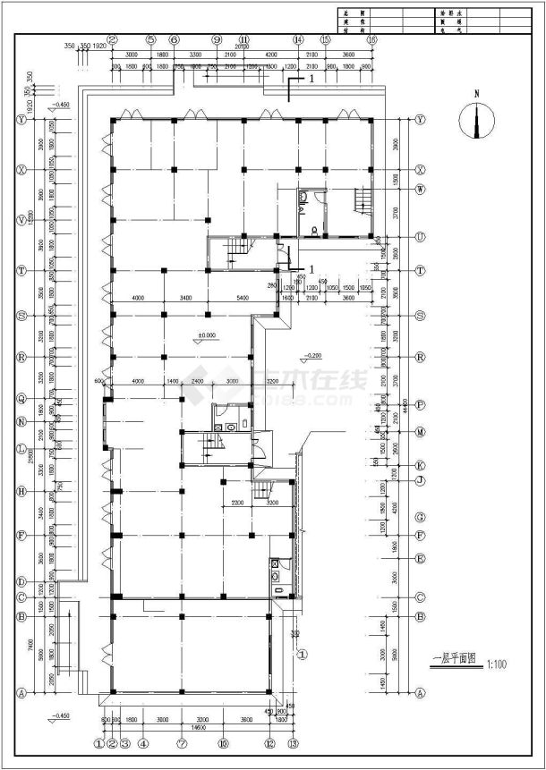郑州市某小区6层砖混结构住宅楼经济住宅楼设计CAD图纸（6层为复式层）-图一