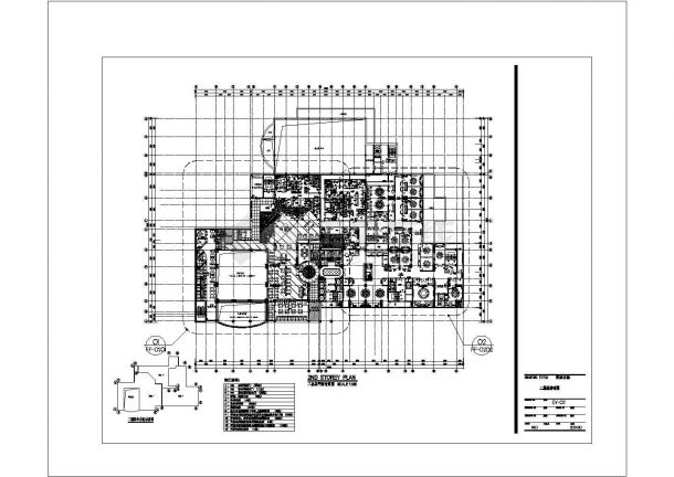某二层主题餐厅CAD框架结构完整设计总平面-图一