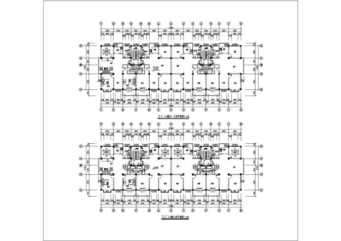济南某小区四栋7层砖混结构连体式商住楼建筑设计CAD图纸（1-2层商用）_图1