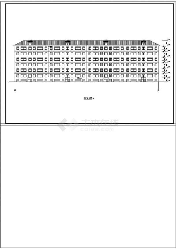 北京市某职业学院六层砖混结构教师住宅楼建筑设计CAD图纸（含架空层）-图二