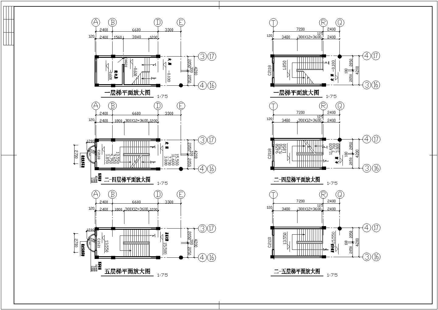 某中学全套建筑结构CAD平面设计完整施工图
