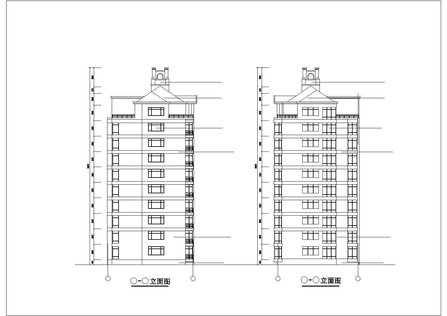某九层带阁楼层单元式住宅楼建筑设计图