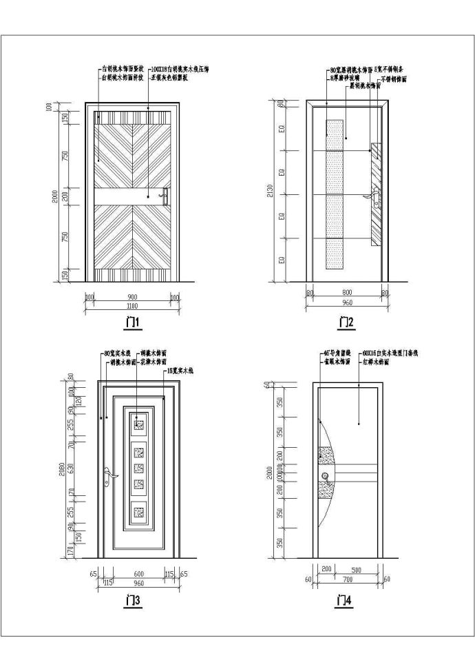 欧派橱柜某地区室内装饰各式房门cad素材图库_图1