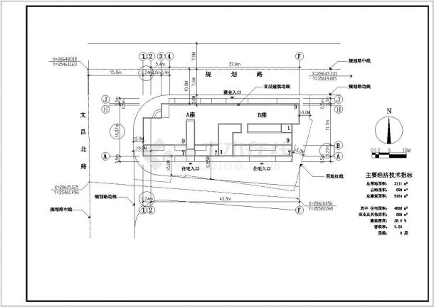 某高层商住CAD设计完整施工建筑规划图-图一