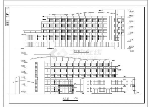某中学综合楼及宿舍CAD建筑施工方案设计-图二