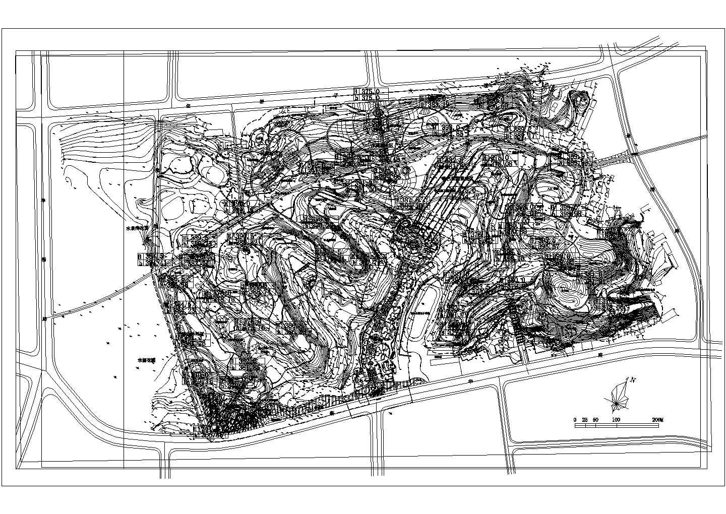 某县城公园CAD大样完整设计施工图竖向规划