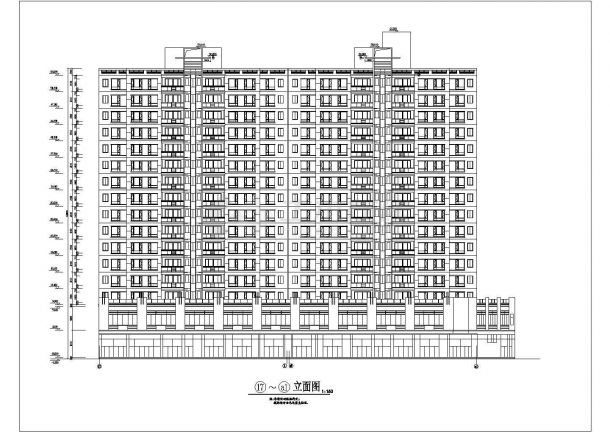 长春市南辅路某16层框架结构商住楼建筑设计CAD图纸（1-2层商用）-图二