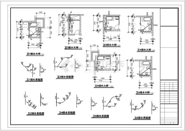 某地长39.6米 宽16.95米 -1+11+1跃层住宅楼给排水设计CAD图-图一