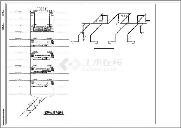 某地长45.6米 宽12.5米 6层住宅楼给排水设计CAD图-图二