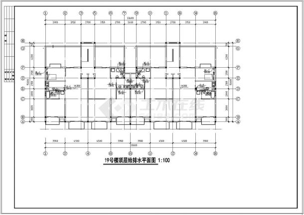 某地长33.6米 宽15.6米 -1+6层住宅楼给排水设计CAD图-图二