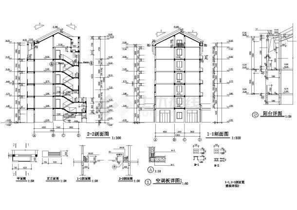 扬州新城家园小区5层砖混结构住宅楼建筑设计CAD图纸（含车库和阁楼）-图二