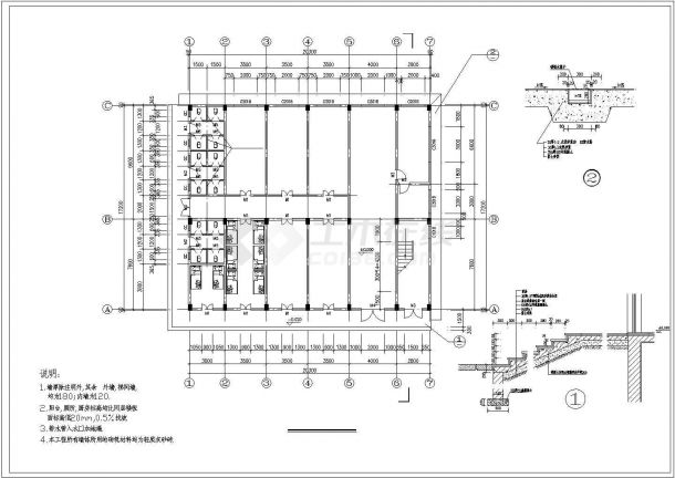 西安市未央区某职业学院2层砖混结构学生宿舍楼全套建筑设计CAD图纸-图二