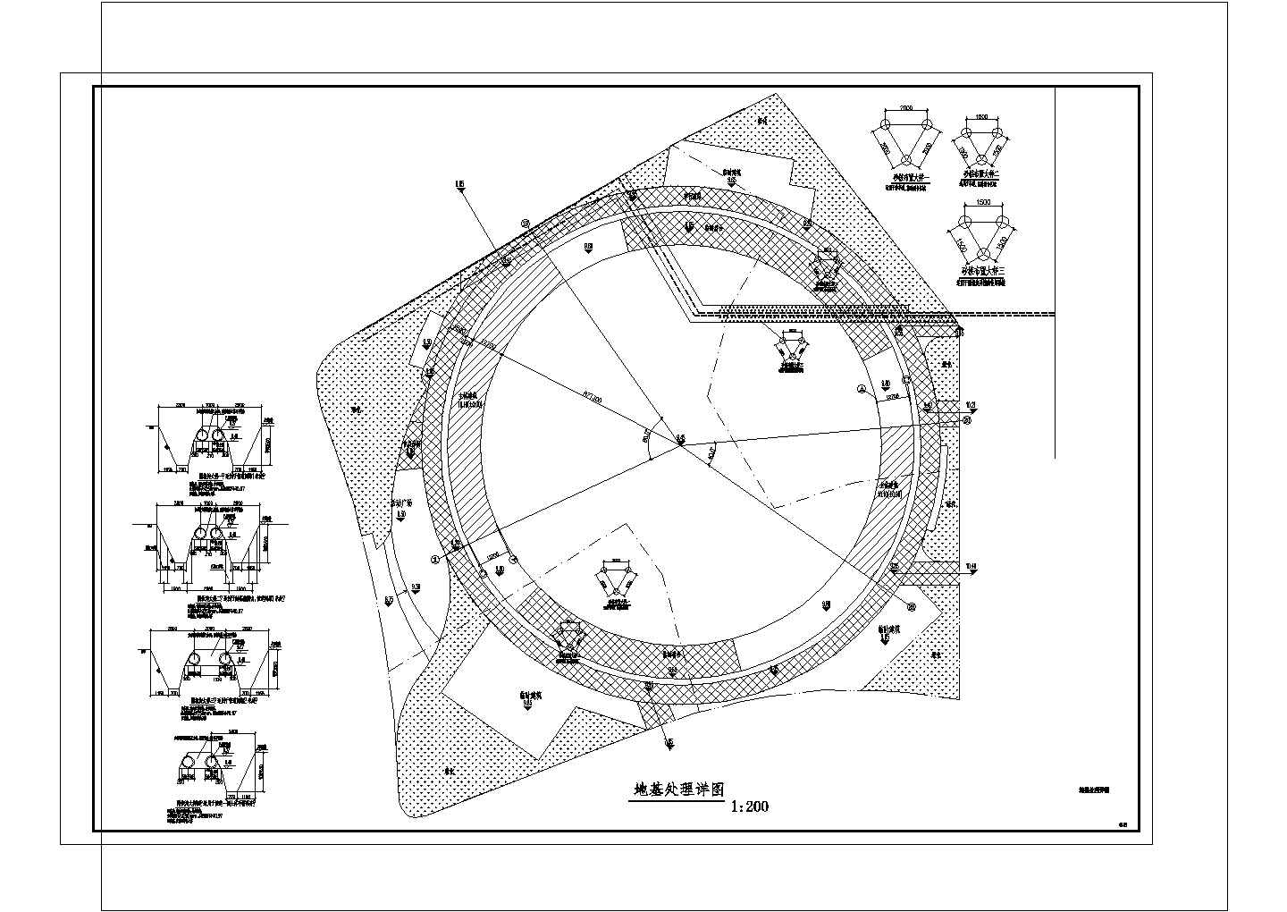 某地区工程地基处理节点构造方案设计施工CAD图纸