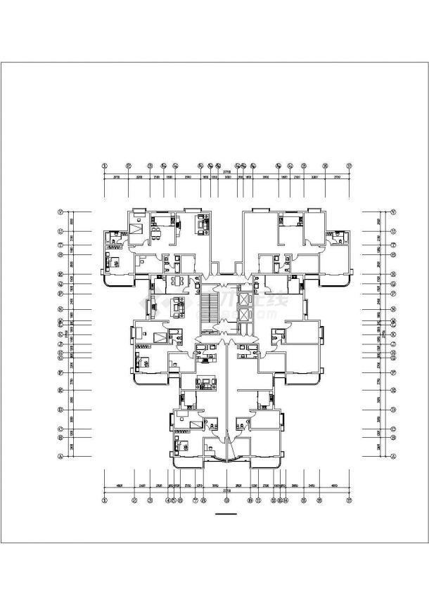 某地区点式高层户型建筑方案设计施工CAD图纸-图一