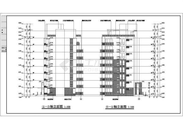 湖州市某现代化居住区4150平米8层框架结构住宅楼建筑设计CAD图纸-图二