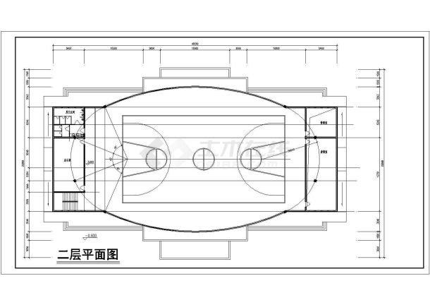 南京市某训练馆CAD施工平面设计图纸-图一
