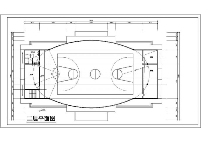 南京市某训练馆CAD施工平面设计图纸_图1
