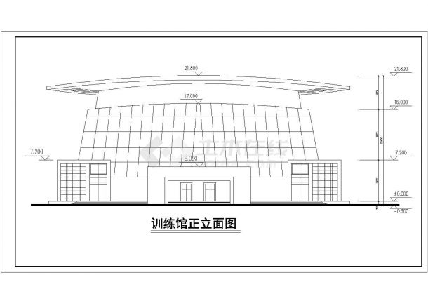 南京市某训练馆CAD施工平面设计图纸-图二