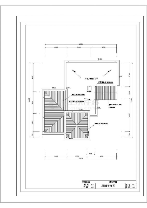 某地区三层半别墅建筑布置方案设计施工CAD图纸-图二