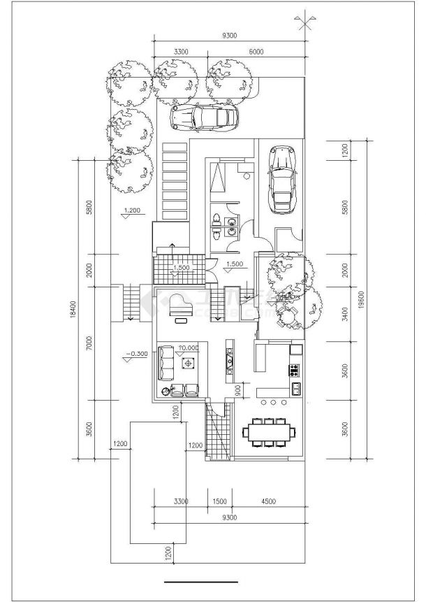 某地区小别墅建筑布置方案设计施工CAD图纸-图二