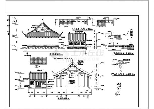 【南京】某郊区景区财神殿全套建筑施工方案cad图-图二