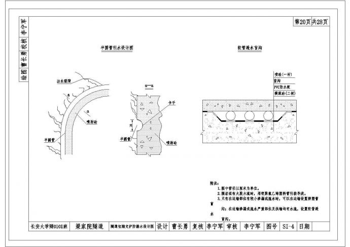 某隧道初期支护防水工程CAD大样设计图_图1