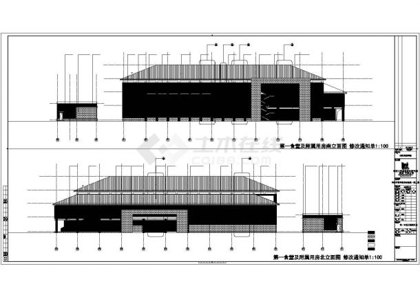 某地区师范学院第一食堂建筑方案设计施工CAD图纸-图二