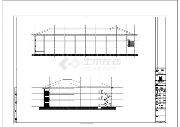 某地区师范学院第二食堂建筑方案设计施工CAD图纸-图二