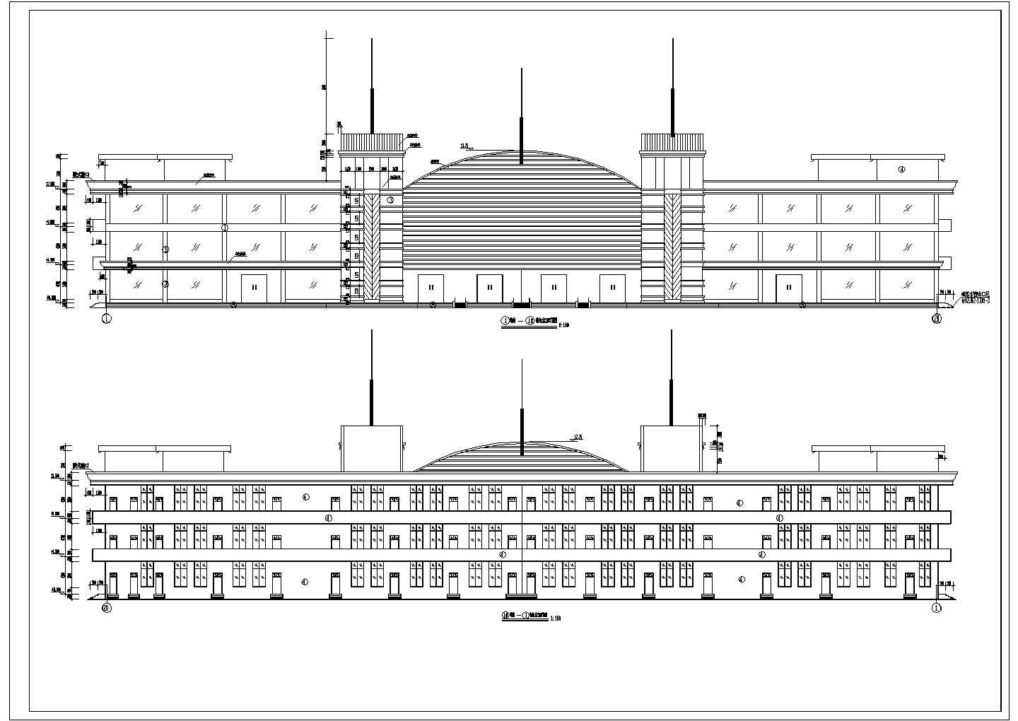 某地区美食城建筑方案设计施工CAD图纸
