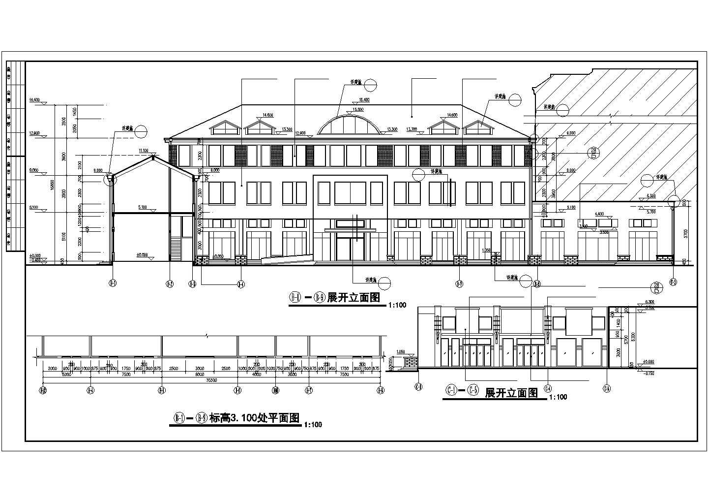 某地区豪华会所建筑详细方案设计施工CAD图纸