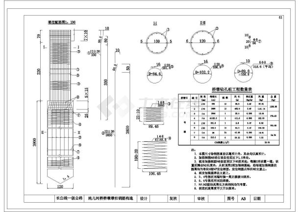 某桥墩桩柱CAD全套完整配筋图-图一