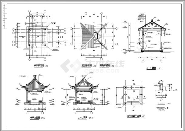 某一层古建筑长廊建筑设计cad施工图-图二