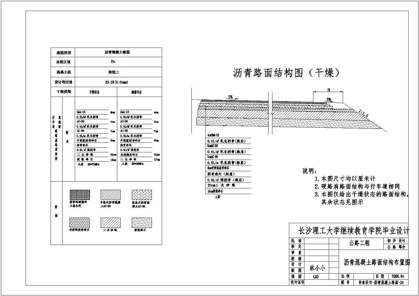 某沥青路面CAD构造详细方案设计图