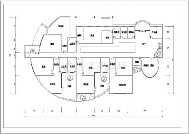 某小区内幼儿园教学楼建筑设计cad方案图(CAD，6张图纸)-图一
