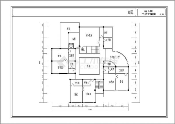 幼儿园设计_某地区小型三层幼儿园设计CAD图-图二