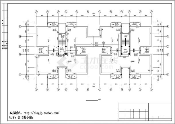 某地长39.2米 宽16.3米 6+1夹层住宅楼给排水设计CAD图-图一