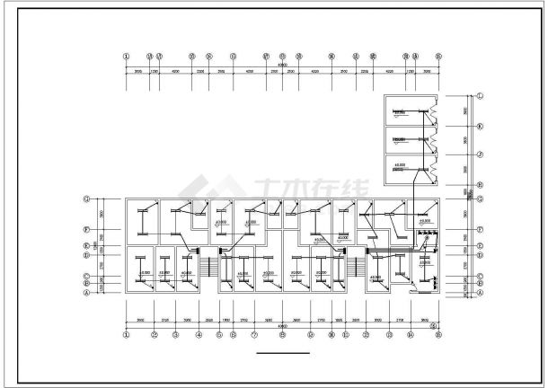 某地长41.3米 宽22.8米 6层住宅楼给排水设计CAD图-图二