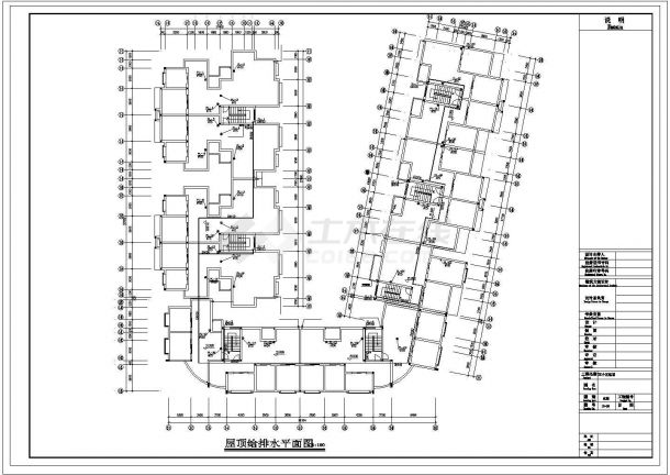 某地长50.1米 宽48米 7层住宅给排水设计CAD图-图一