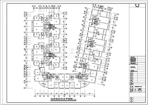 某地长50.1米 宽48米 7层住宅给排水设计CAD图-图二
