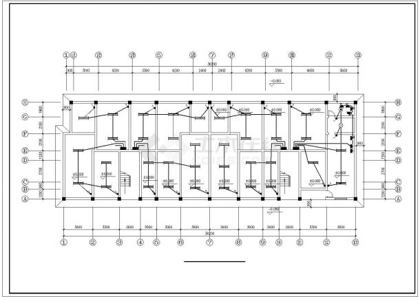 某地长36.2米 宽12米 6层(1梯2户2单元)住宅楼给排水设计CAD图-图一