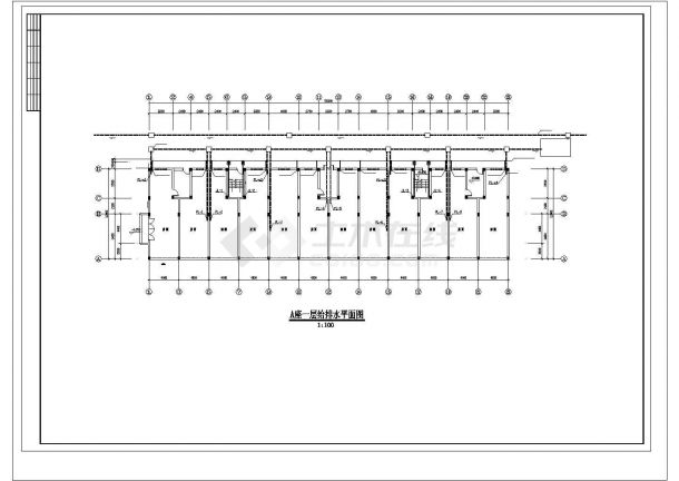 某地长56米 宽12米 4层住宅楼给排水设计CAD图-图二