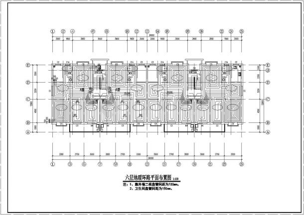 某地长36米 宽12.8米 1储藏+6层住宅楼给排水设计CAD图-图二