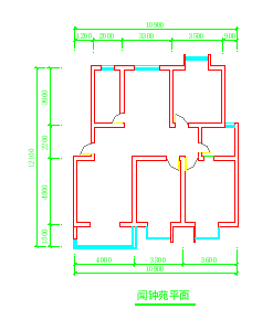 大两居室内装修cad平面施工设计图纸_图1