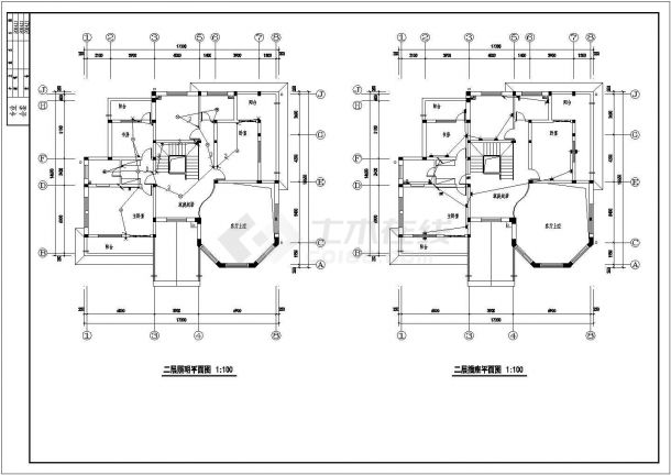 电气设计_某地区三层别墅电气成套CAD图纸-图二