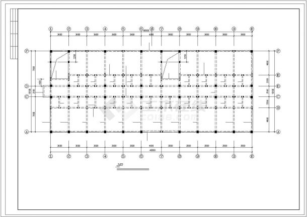 长40米宽16.1米3层框架高速路办公楼结构施工图-图二