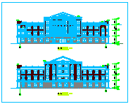 欧式厂区对称办公楼建筑cad方案设计施工图-图一