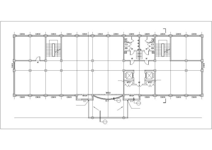 【4层】2400平米左右办公楼设计建筑结构CAD图（结构计算书49页，施组设计书38页，横道图）_图1